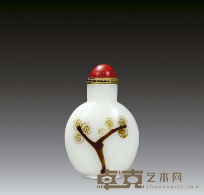 涅白地料树纹鼻烟壶 高5.2cm