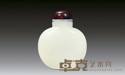 清 白玉雕诗文鼻烟壶 高5.8cm