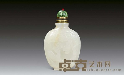 白玉鹤鹿同春纹鼻烟壶 高5.8cm
