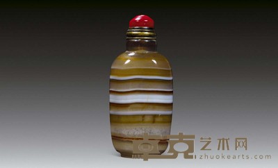 玛瑙腰横玉带鼻烟壶 高6.9cm