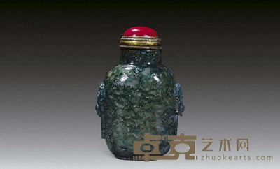 清中期 绿玛瑙鼻烟壶 高6cm