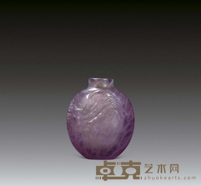 紫晶雕梅花纹鼻烟壶 高5cm