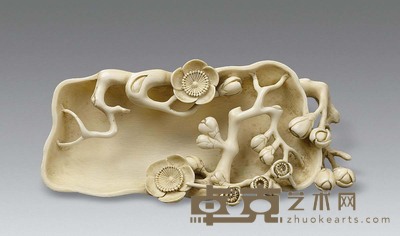象牙雕梅花纹笔舔 长12.5cm