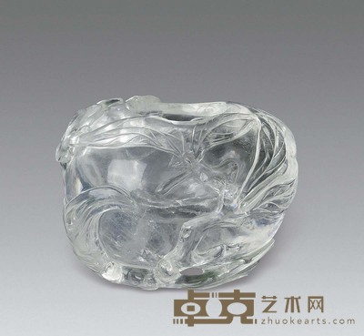 清 水晶雕桃实水盂 长7.5cm