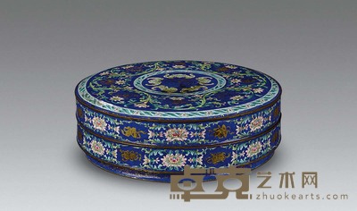 清 铜胎画珐琅八宝福寿纹捧盒 直径34cm