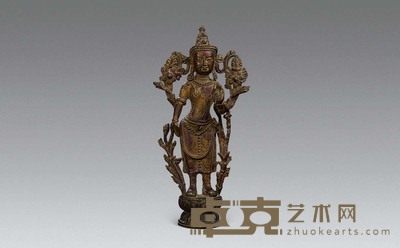 明 铜泥金观音立像 高33.5cm