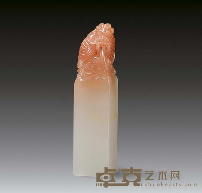 现代 冰糖玉鳌龙钮章料 高11.5cm