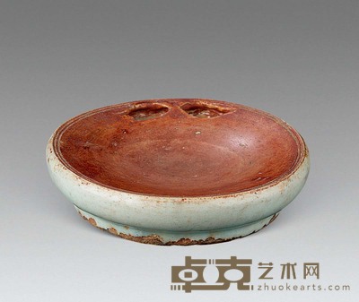 明 双叶池龙泉瓷砚 