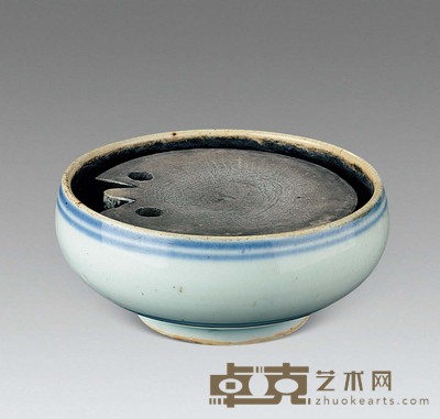 明末 碗式瓷暖砚 
