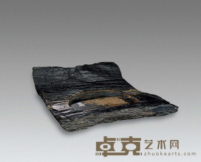 清 歙石随形眉纹砚 