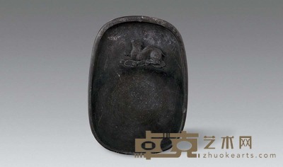 清 紫端砚天鹿砚 长13.5cm
