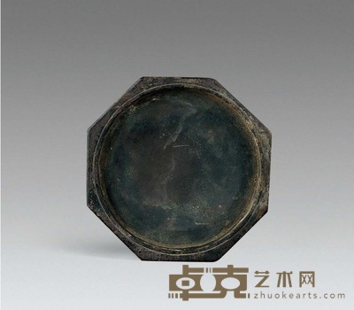 清 紫端八方砚 长12cm