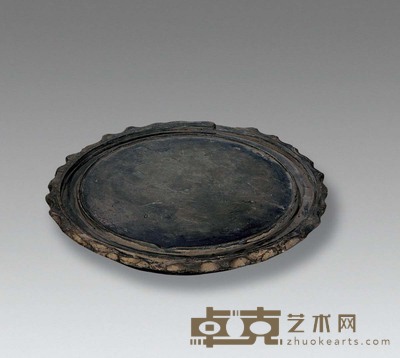 清 绿端石葵口圆砚 直径20.5cm