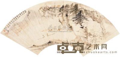 张大千 山水扇面 镜片 18×51cm
