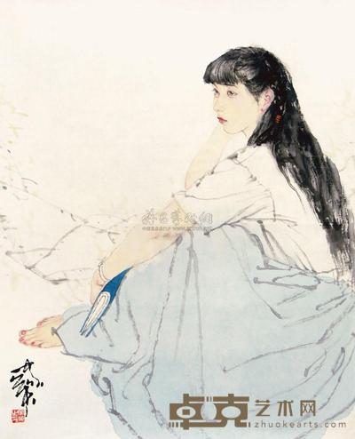 何家英 思 镜片 54.5×44cm