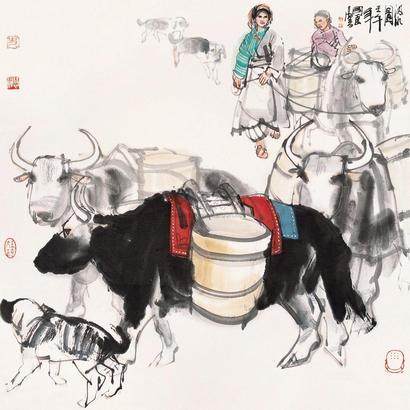 史国良 2002年作 汲水图 镜片