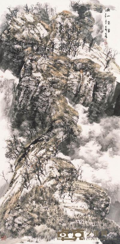 白云乡 2008年作 秋山气象 镜片 137×68cm