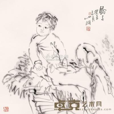 吴山明 2003年作 骄子 镜片 68×68cm