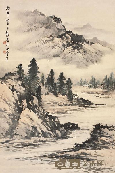 黄君璧 1956年作 山水 立轴 81×55.5cm