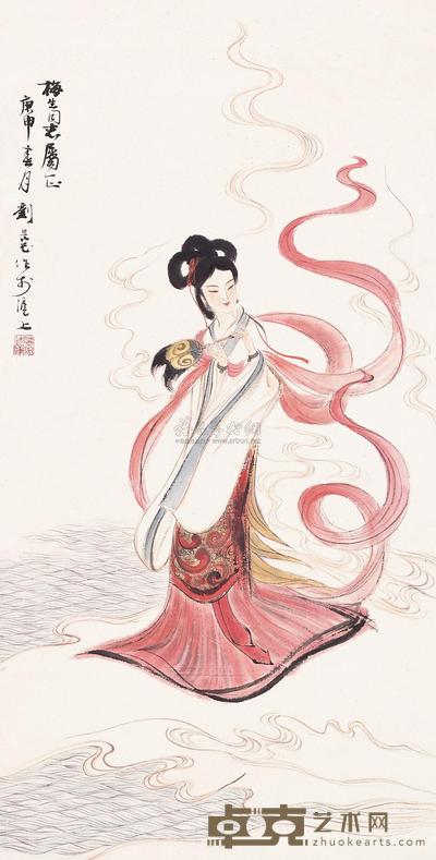 刘旦宅 1980年作 仕女图 镜片 104×53cm