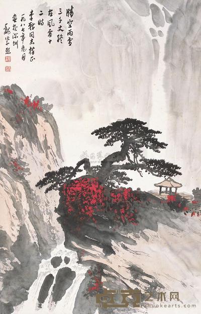 魏紫熙 1987年作 晴空雨雪 立轴 67×43.5cm
