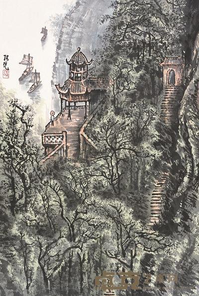 张凭 山水 立轴 66×44.5cm