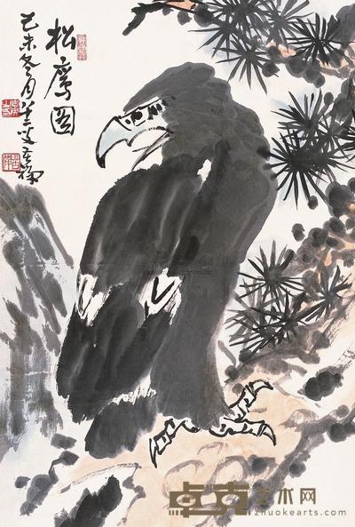 李苦禅 1979年作 松鹰图 立轴 68×45cm