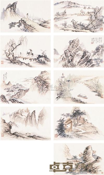 幕凌飞 1978年作 山水册页 册页 25×38cm×9