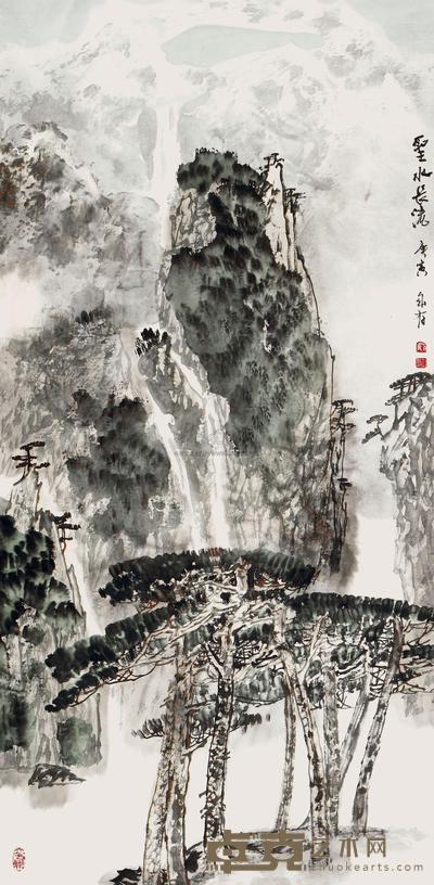 戴成有 2010年作 圣水长流 136×68cm