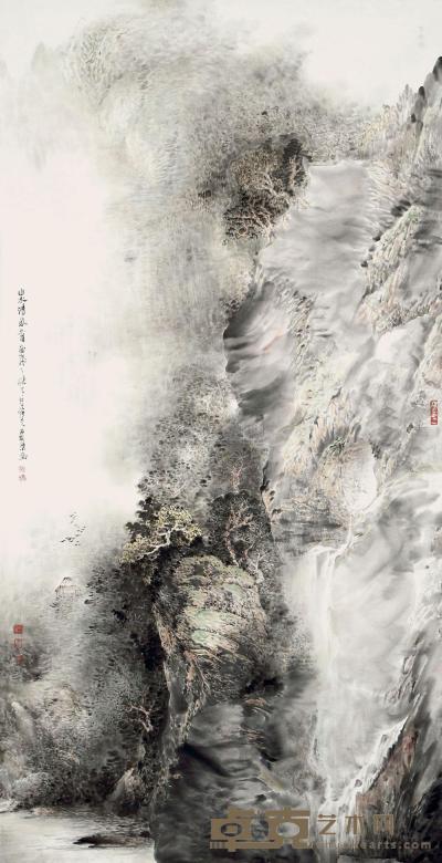 王树清 2008年作 山水清气图 136×68cm