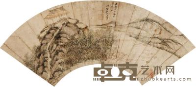 王翚 1684年作 山水 扇面 16×47cm