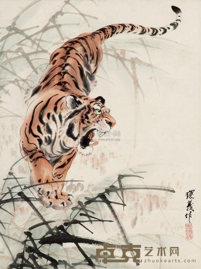 曹环义 猛虎图 立轴 45×34cm