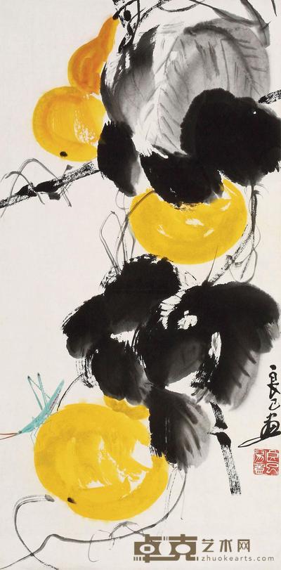 齐良已 葫芦草虫 立轴 67×33cm