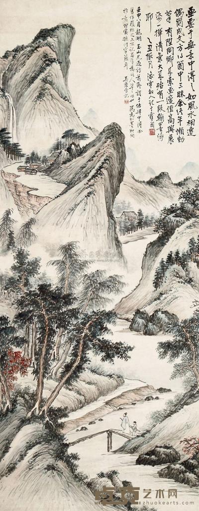 吴澡雪 1932年作 携琴访友 立轴 128×50cm
