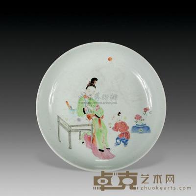 清 粉彩三娘教子盘 直径26cm