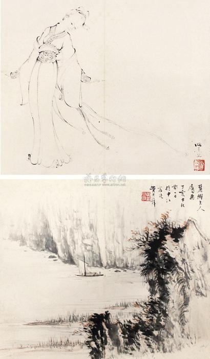 庞熏琴 黄君璧 人物 立轴
