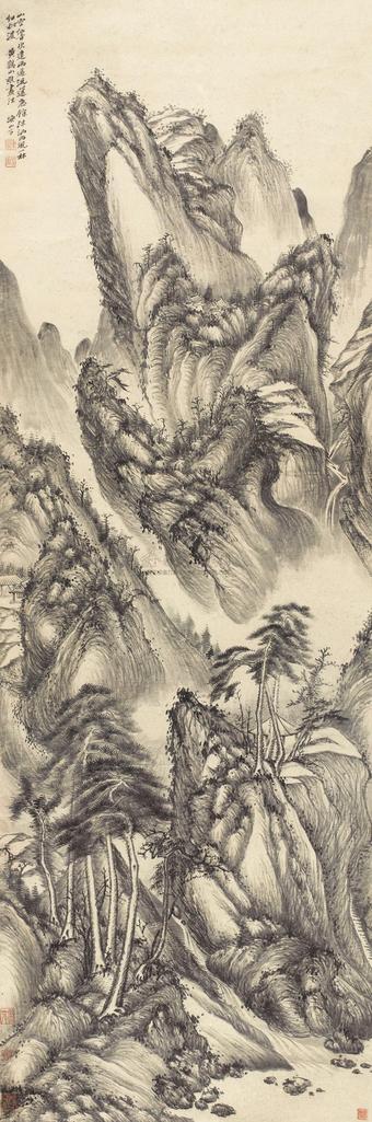 吴历 （款） 仿王蒙山水 立轴