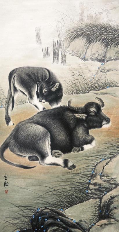 王生勇 双牛 立轴
