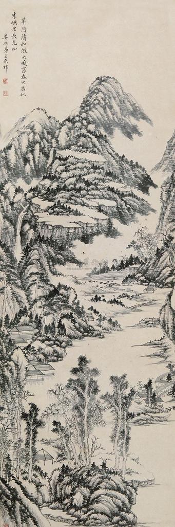 王原祁 山水 立轴