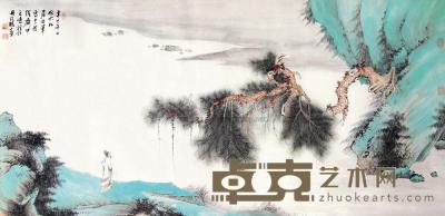 胡若思 1941年作 清绿山水 镜框 69×137cm