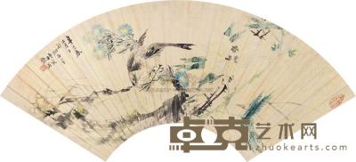沈栩清 1881年作 花鸟 镜片 19×53cm