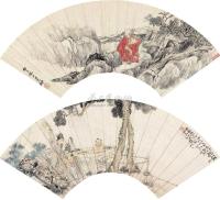 倪田 曹华 1876年作 红衣罗汉 课子图 镜框