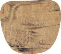 周寿昌 1850年作 水村图 镜框