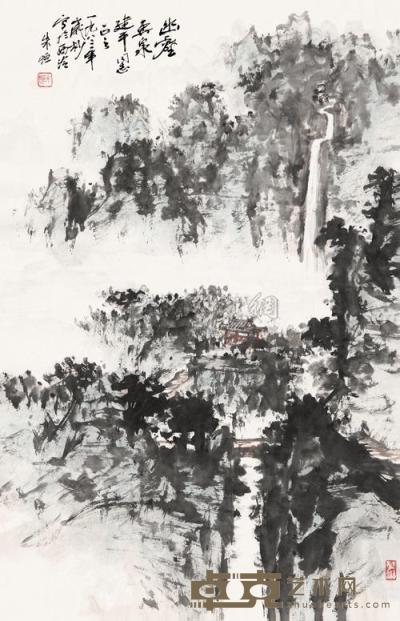 朱恒 1983年作 幽壑奔泉 立轴 67×43cm