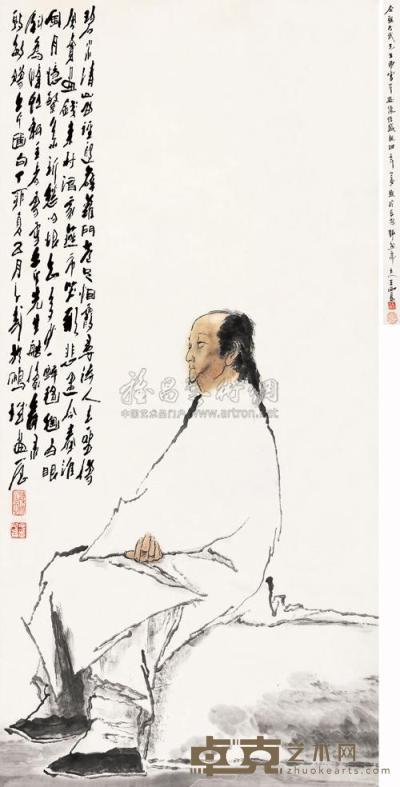 王子武 1987年作 曹雪芹 镜框 136×67cm