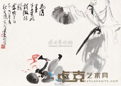 高马德 1987年作 李慧娘戏趣 镜框 34×36cm