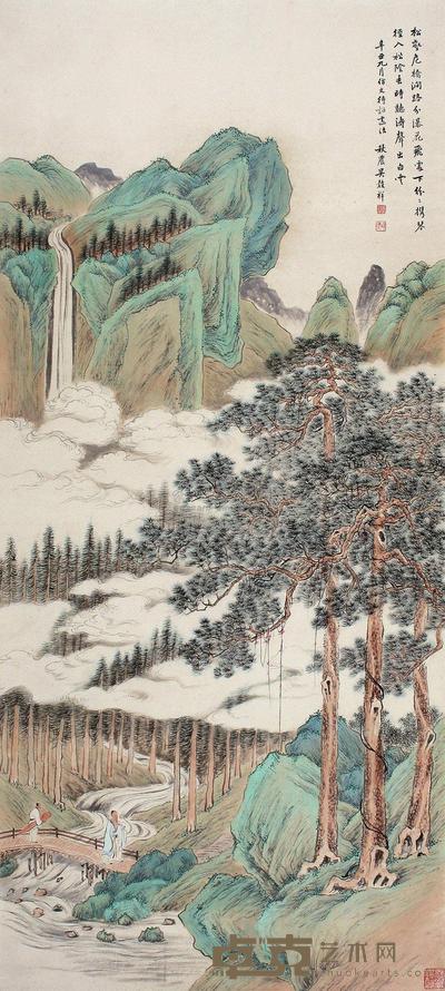 吴榖祥 辛丑(1901年)作 松溪白云图 立轴 134×60cm