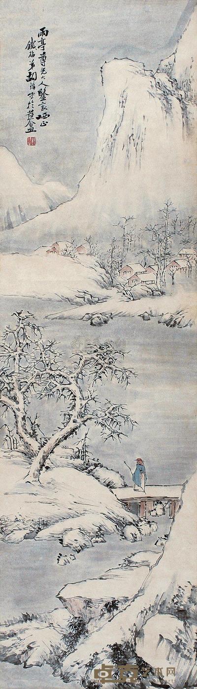 胡铁梅 踏雪访友 立轴 114×32.5cm