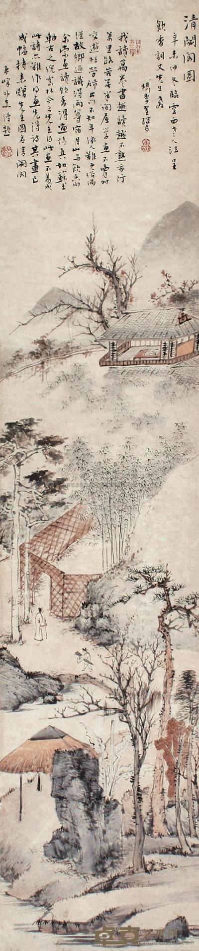 翟继昌 辛未（1811年）作 清閟阁图 立轴 148×31cm