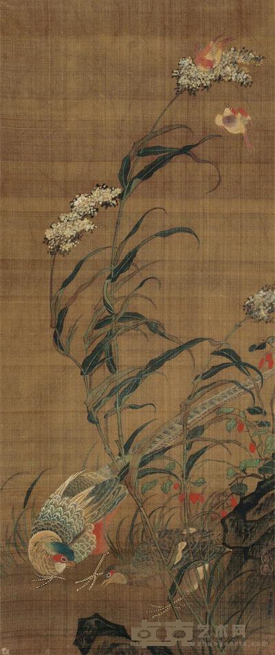 黄居寀 花鸟 立轴 92×38cm